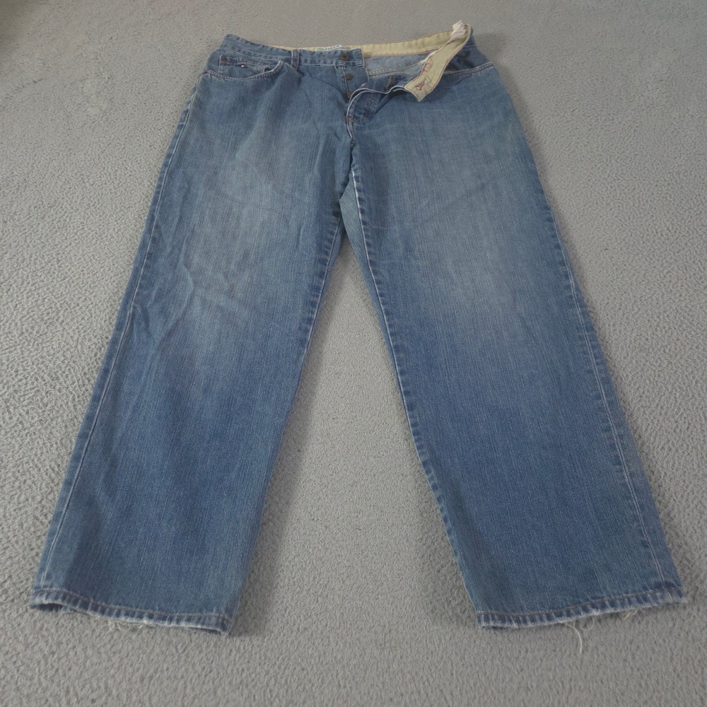 VINTAGE Tommy Hilfiger Jeans Mens 36x30 Blue Straight Leg Button Fly Denim Y2K